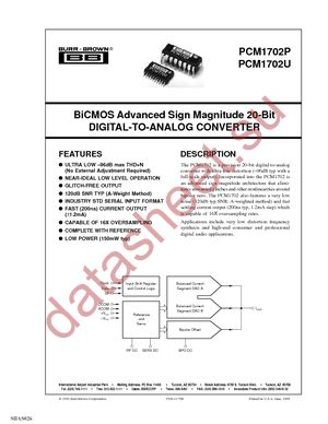 PCM1702U-K/2KE6 datasheet  